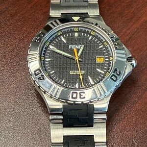 Fendi Men's Silver and Automatic Black Dive Watch Nautical Collection
